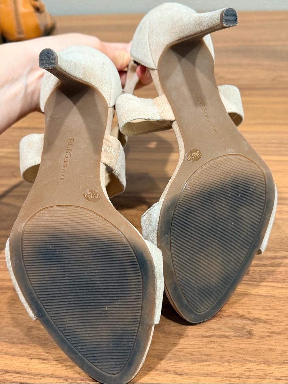 BKE Tan Suede Peep-Toe Zip Ankle Booties - Picture 6 of 6